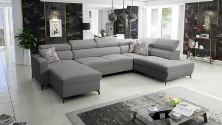 Ecksofa mit Schlaffunktion Savona VI grau links elegantes und bequemes Ecksofa für Wohnzimmer mit zwei Bettkästen 