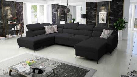 Ecksofa mit Schlaffunktion Savona VI schwarz rechts elegantes und bequemes Ecksofa für Wohnzimmer mit zwei Bettkästen 