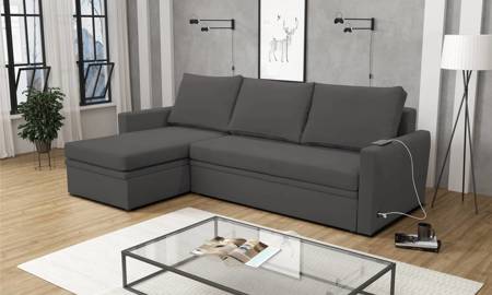 Ecksofa mit Schlaffunktion Stelvio grau linksseitig schlichtes und modernes Design, das sich in jede Einrichtung einfügt