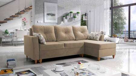 Ecksofa mit Schlaffunktion Topeka beige rechte Seite stilvolles und modernes Design, das sich in jede Einrichtung einfügt