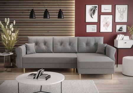 Ecksofa mit Schlaffunktion Wilkins hellgrau rechte Seite stilvolles und modernes Design, das sich in jede Einrichtung einfügt