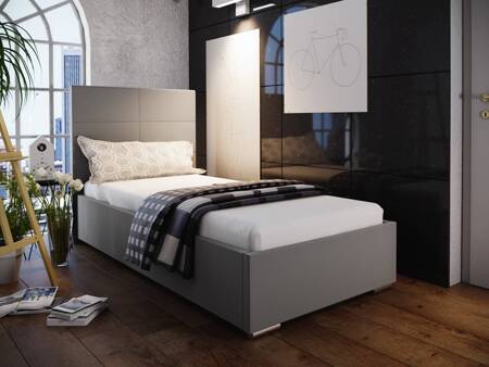 Eljas 80x200 grau gepolstertes Bett mit modernem Kopfteil ideal für ein Jugendzimmer oder kleines Schlafzimmer