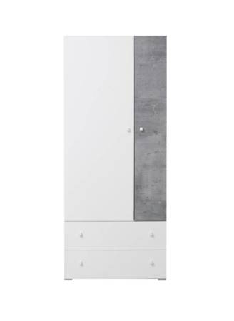 Epsilon 80 cm weiß / Beton Kleiderschrank ideal für das Jugendzimmer funktionaler Kleiderschrank mit Schubladen