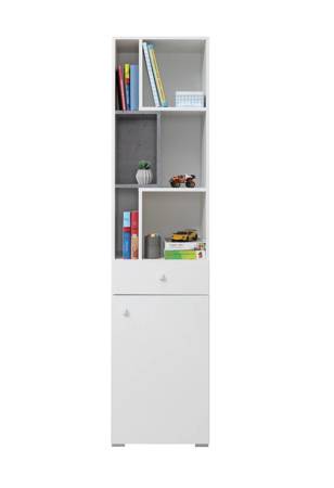 Epsilon Bücherregal 45 cm weiß / Beton ideal für Jugendzimmer stilvolle und funktionale Bücherregal mit Schublade