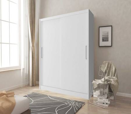 Goya Schiebeschrank 130 cm weiß moderne Garderobe ideal für eine Garderobe Schlafzimmer oder Flur