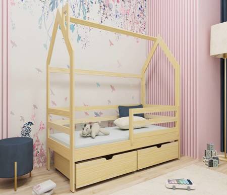 Holzbett Dale 80x160 cm Kiefer modernes Design Kinderbett aus massivem Kiefernholz Kinderhausbett