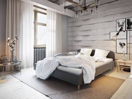 Ivrea 140x200 grau gepolstertes Bett mit Kopfteil im modernen Stil ideal für Schlafzimmer