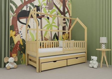 Kinderbett Mickey 80x170 cm Kiefer 2-Personen-Ausziehbett für Kinderzimmer Landhausbett aus massivem Kiefernholz