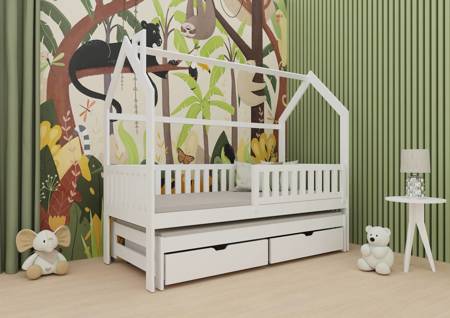 Kinderbett Mickey 80x180 cm weiß 2-Personen-Ausziehbett für Kinderzimmer Landhausbett aus massivem Kiefernholz