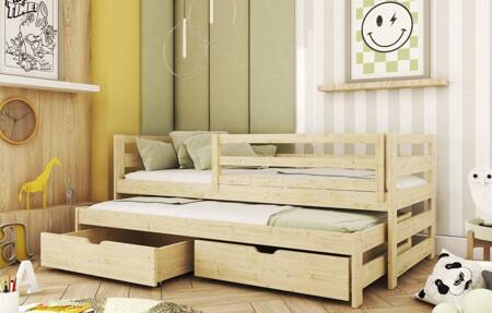 Kinderbett Tori 80x180 cm Kiefer 2-Personen-Ausziehbett für Kinderzimmer Massivbauweise Kinderbett aus massivem Kiefernholz