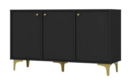 Kioto I 125 cm schwarz graphit minimalistische form ideale kommode für schlafzimmer, wohnzimmer oder jugendzimmer gold accessoires