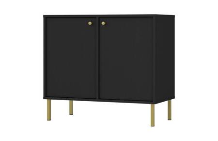 Kioto II Kommode 84 cm schwarz graphit minimalistisches Design perfekter Vorschlag für eine Kommode für das Schlafzimmer oder Wohnzimmer Goldgriffe