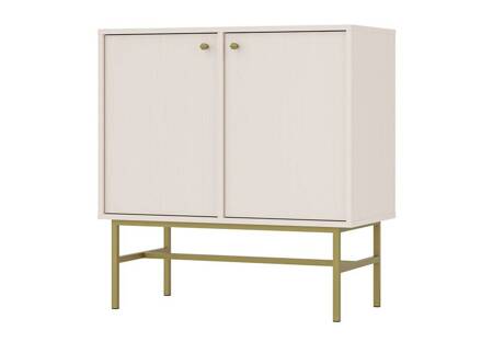 Kioto III Kommode 84 cm beige minimalistisches Design perfekt für das Schlafzimmer oder Wohnzimmer goldene Griffe stabiler Rahmen