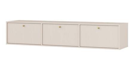 Kioto IV RTV-Wandschrank 180 cm beige stilvolles Design mit dezenten Farben Schrank mit nach unten öffnenden Türen