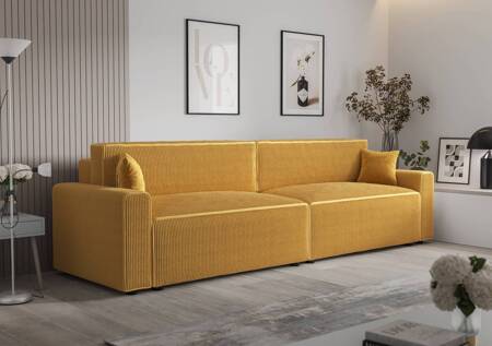 Klappsofa Brandon XL Bis Honig modernes Design dreidimensionalen Stoff mit ausdrucksvollen Streifen Bettzeugbehälter