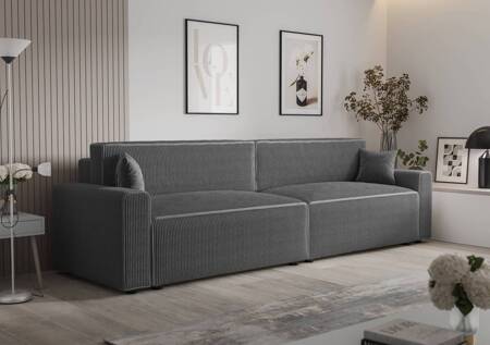 Klappsofa Brandon XL Bis grau modernes Design dreidimensionalen Stoff mit ausdrucksvollen Streifen Bettzeugbehälter