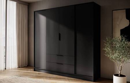 Kleiderschrank Corse 206 cm schwarz modernes Design ideal Kleiderschrank für Schlafzimmer oder Ankleidezimmer geräumige Schubladen