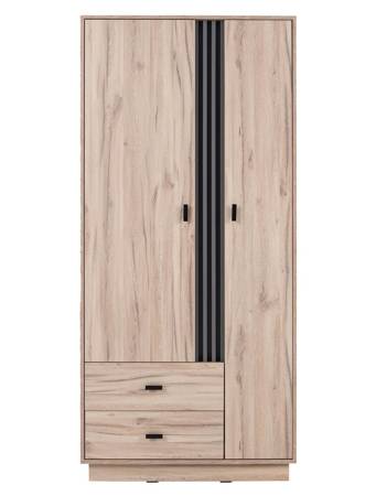 Kleiderschrank Estan 90 cm Eiche hell / anthrazit modernes Möbeldesign ideal für Jugendzimmer und Flur