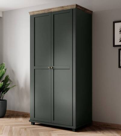 Kleiderschrank Evora 108 cm Flaschengrün / Eiche lefkas klassisches Design idealer Kleiderschrank für Schlafzimmer oder Flur geschmackvolle Farben