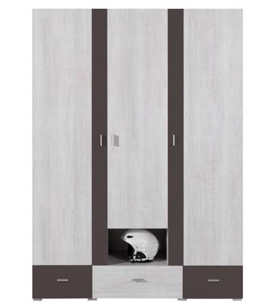 Kleiderschrank Olib 140 cm gebleichtes Kiefernholz / grau Nützlicher und geräumiger Kleiderschrank mit Schubladen modernes Design