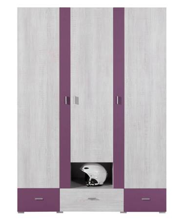 Kleiderschrank Olib 140 cm weiß gekalkte Kiefer / lila nützlich und geräumig Kleiderschrank mit Schubladen modernes Design