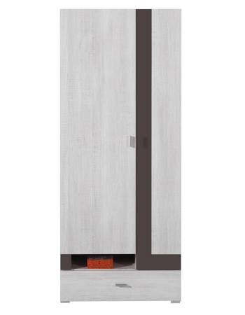 Kleiderschrank Olib 80 cm Kiefer gebleicht / grau ideal für das Jugendzimmer stilvolle und geräumige Kleiderschrank mit Schublade