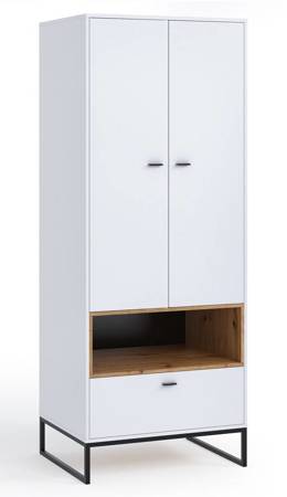 Kleiderschrank Olier 80 cm weiß Funktionsmöbel idealer Kleiderschrank für Flurgarderobe oder Büro im Loftstil