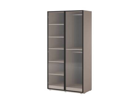 Kleiderschrank Sandbox 101 cm beige eleganter und funktioneller Schrank mit Glasfronten ein Möbelstück aus der modularen Schrankkollektion geriffeltes Glas