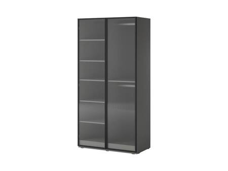 Kleiderschrank Sandbox 101 cm grau eleganter und funktioneller Schrank mit Glasfronten ein Möbelstück aus der modularen Schrankkollektion geriffeltes Glas