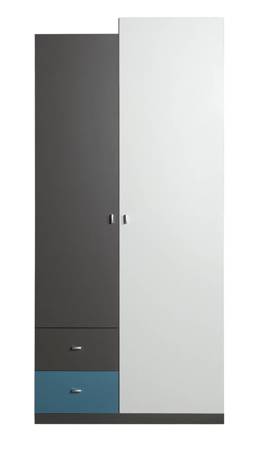 Kleiderschrank Tablo 90 cm graphit / weiß lux / atlantic ideal für ein Jugendzimmer sehr brauchbar und hat ein modernes Design