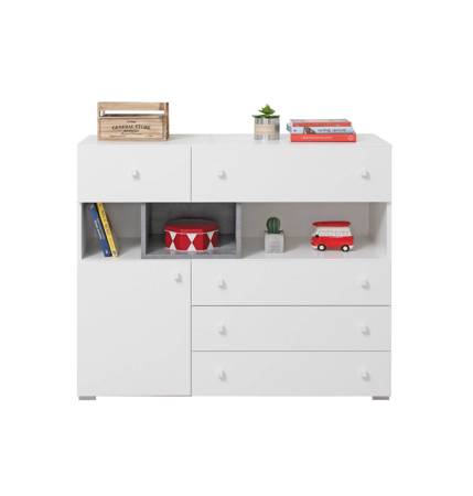 Kommode Epsilon 110 cm weiß / Beton ideal für das Jugendzimmer funktional und geräumig