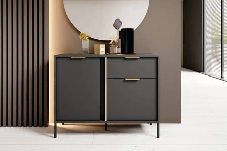 Kommode Golden 103 cm anthrazit modernes Design Goldrandgriff verleiht Eleganz ideale Kommode für modernes Interieur