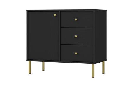 Kommode Kioto II 84 cm schwarz graphit modernes Design dezente goldene Griffe Metallbasis ideale Kommode für das Wohnzimmer