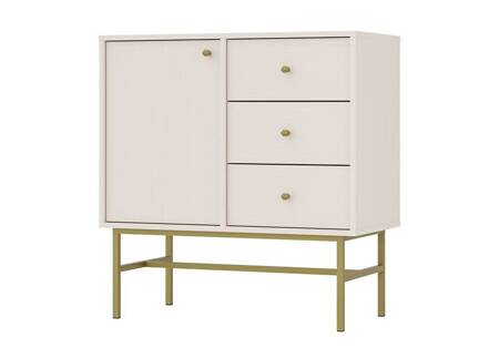 Kommode Kioto III 84 cm beige modernes Design dezente goldene Griffe Metallrahmen ideale Kommode für das Wohnzimmer