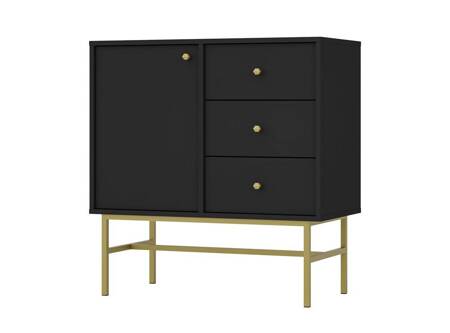 Kommode Kioto III 84 cm schwarz graphit modernes Design dezente goldene Griffe Metallrahmen ideale Kommode für das Wohnzimmer