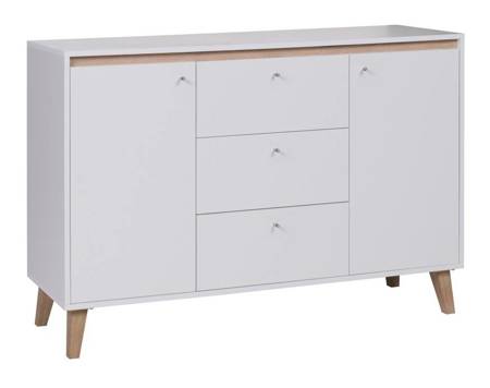 Kommode Navia 135 cm weiß / san remo light modernes Design im skandinavischen Stil Kommode mit geräumigen Schubladen