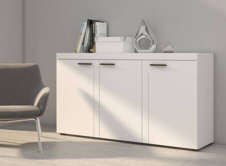 Kommode Rene 149 cm weiß moderne Kommodenformen in einzigartigem Design Kantenbearbeitung mit Spezialfurnier