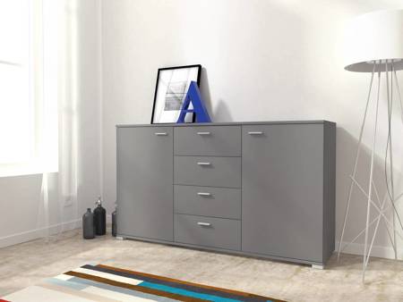 Kommode Sand 150 cm graphit modernes Möbeldesign Kommodenkanten mit speziellem ABS-Furnier bearbeitet