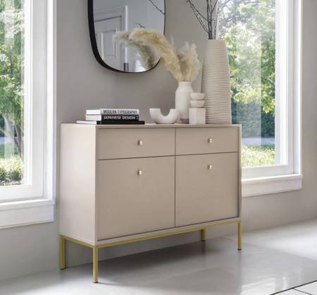 Kommode mit Schubladen Mono 104 cm Beige Minimalistisches Design stilvoller Griff schlichte Form mit metallischen goldenen Elementen