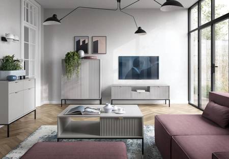 Lovro Möbel Set grau modernes Design Schrankwand für Wohnzimmer oder Sitzungssaal