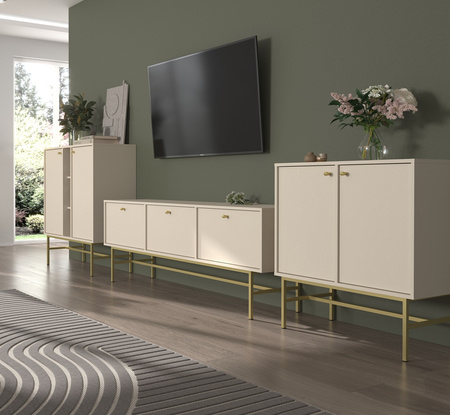 Möbel Kioto III beige stilvolles Design Wohnzimmer Möbel elegante Möbel durch eine goldene Metallrahmen subtilen Griffe unterstützt