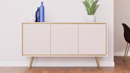 Nevea 150 cm beige elegante Kommode für das Wohnzimmer mit einem subtilen und interessanten Design push to open Türsystem