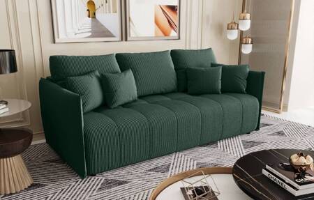 Oroso Schlafsofa grün modernes Design dreidimensionaler Stoff mit ausdrucksstarken Streifen Bettzeug Container