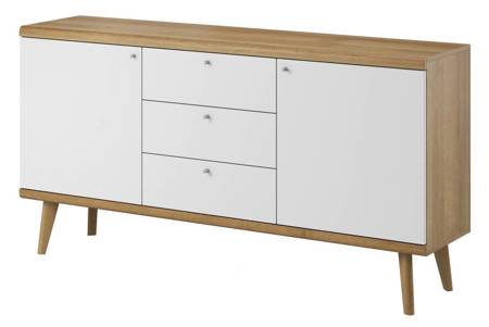 Primo Kommode mit Schubladen 160 cm Eiche riviera / weiß modernes skandinavisches Design Kommode Rand mit speziellen ABS-Furnier beendet