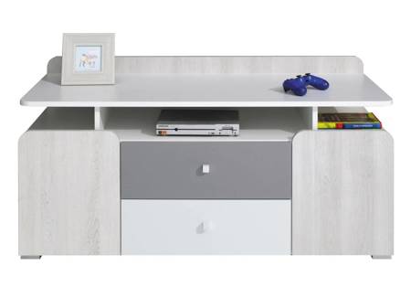 RTV-Schrank Arona 120 cm weiß / Eiche wilton weiß / grau ideal für ein Jugendzimmer TV-Schrank in Originalfarben