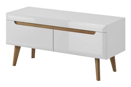 RTV Schrank Atka 107 cm weiß / weiß glänzend / Eiche riviera moderner Designschrank im skandinavischen Stil ideal für Wohnzimmer und Wohnbereich