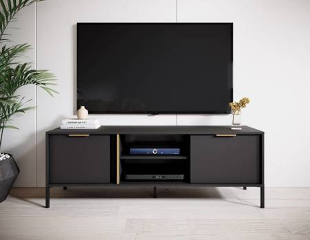 RTV Schrank Golden 153 cm anthrazit modernes Design ideal für Innenräume im industriellen Stil goldene Kante Griff gibt Eleganz