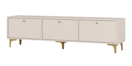 RTV Schrank Kioto I 180 cm beige stilvolles Design Metallbeine Schrank mit nach unten öffnenden Türen gedeckte Farben