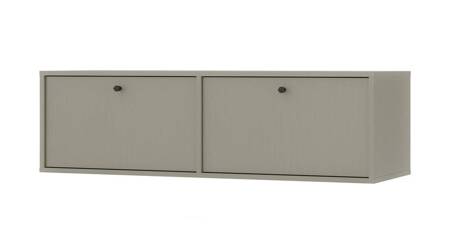 RTV Schrank Kioto IV 121 cm eukalipptus eleganter Schrank mit nach unten öffnenden Türen gedeckte Farben schwarze Metallgriffe