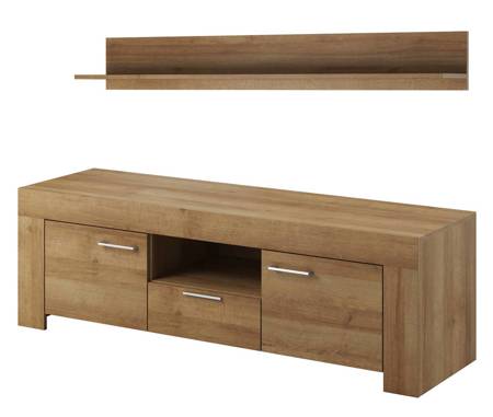 RTV Schrank Neba 155 cm Eiche riviera mit Regal Originalfarben groß für Wohnzimmer oder Sitzungssaal